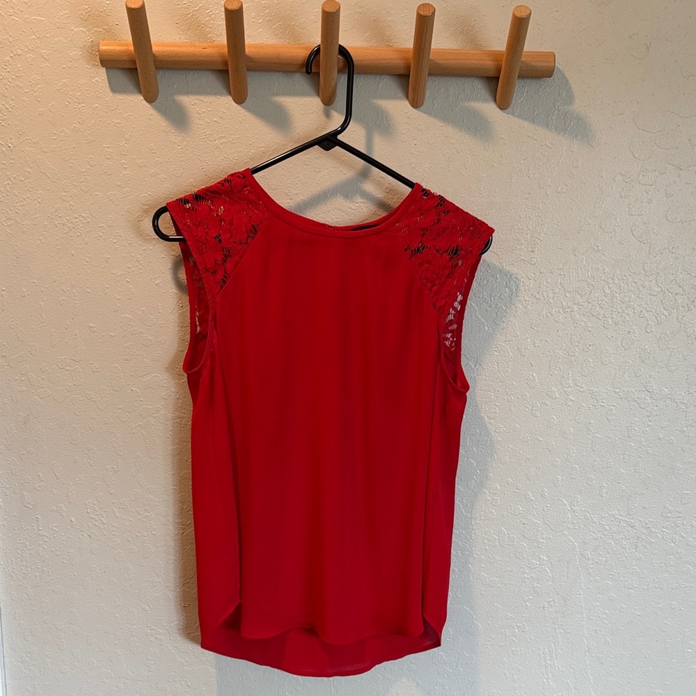 J. Crew Red Lace Sleeveless Blouse 6